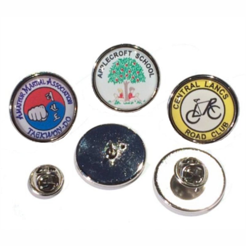 Premium Badge 21mm round silv clutch and printed dome